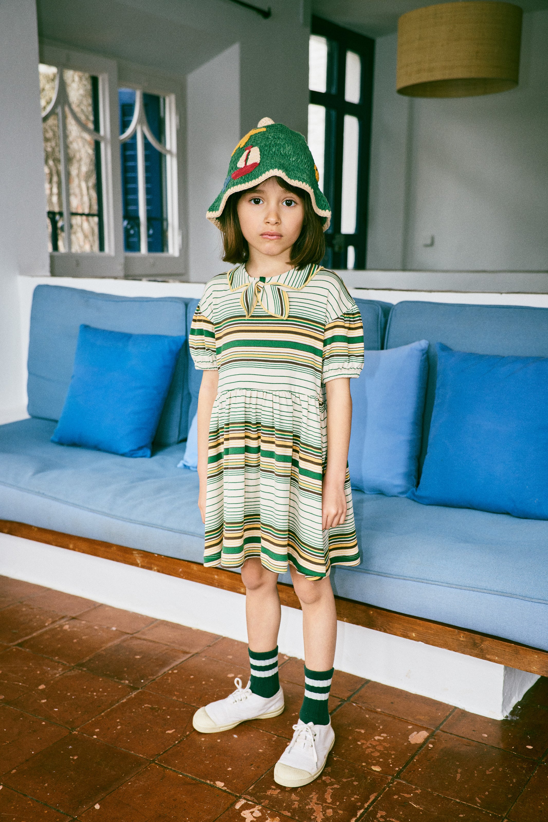 JUNIOR SCOUT DRESS - LAWN PATIO STRIPES - Little-ish