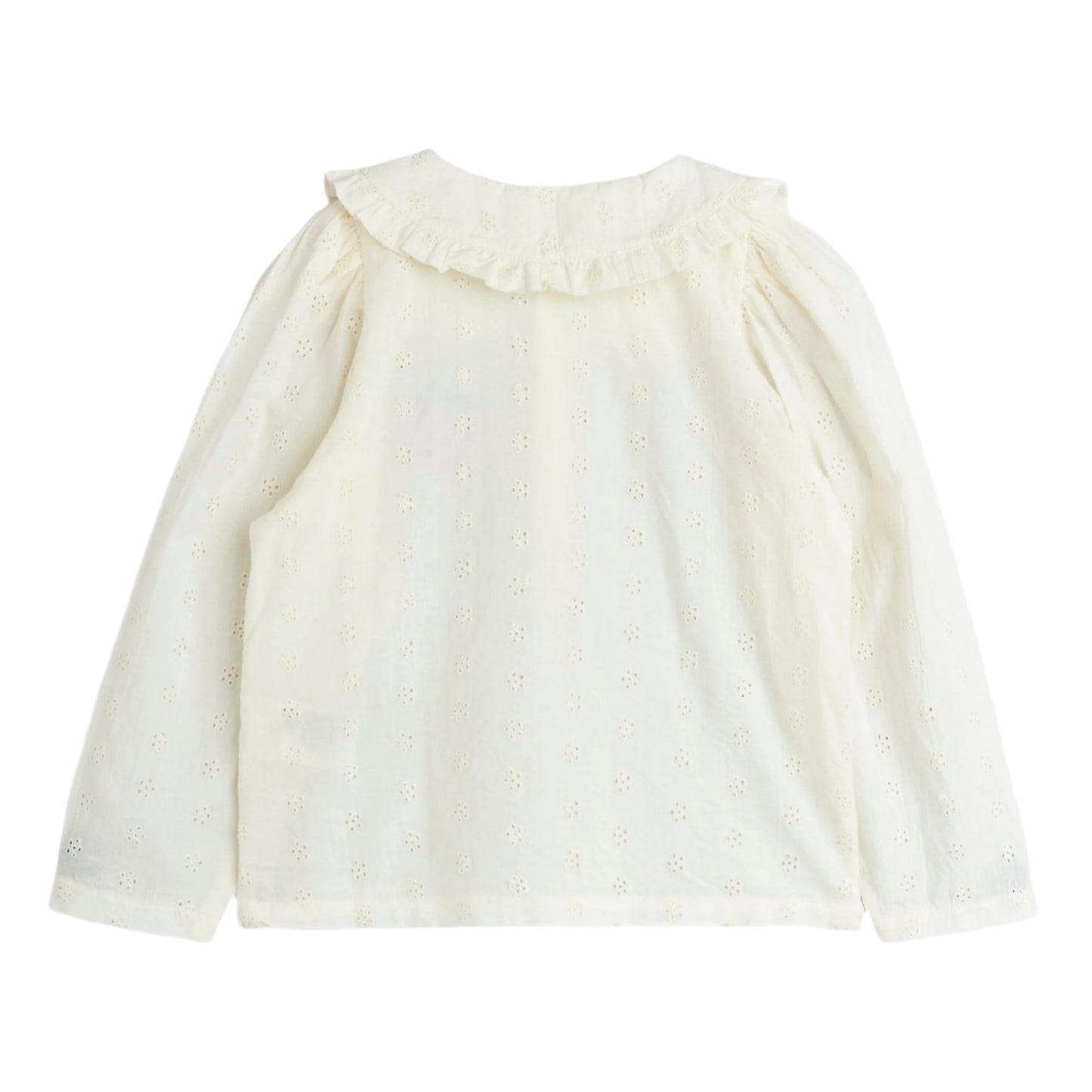 White blouse with long sleeves on a white background