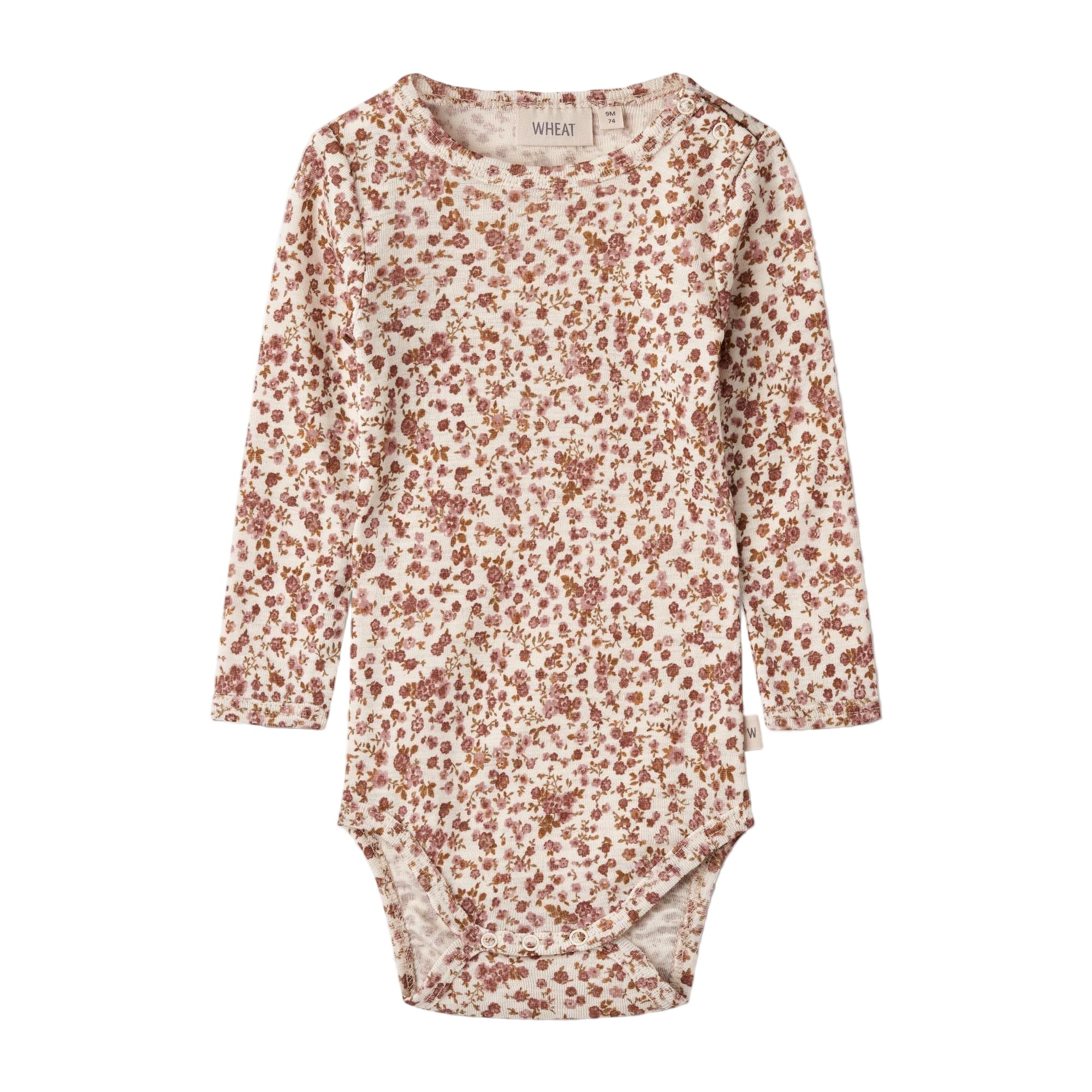 LUCCA WOOL LONG SLEEVE ONESIE - ROSE FLOWERS - Little-ish