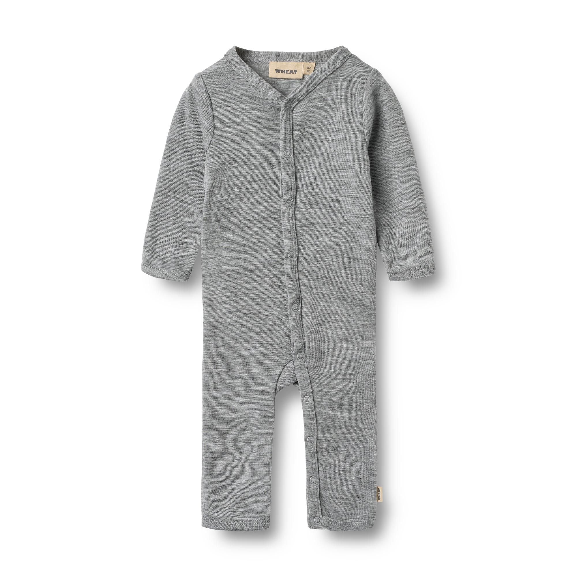 Gray baby onesie with a hood on a white background - Little-ish