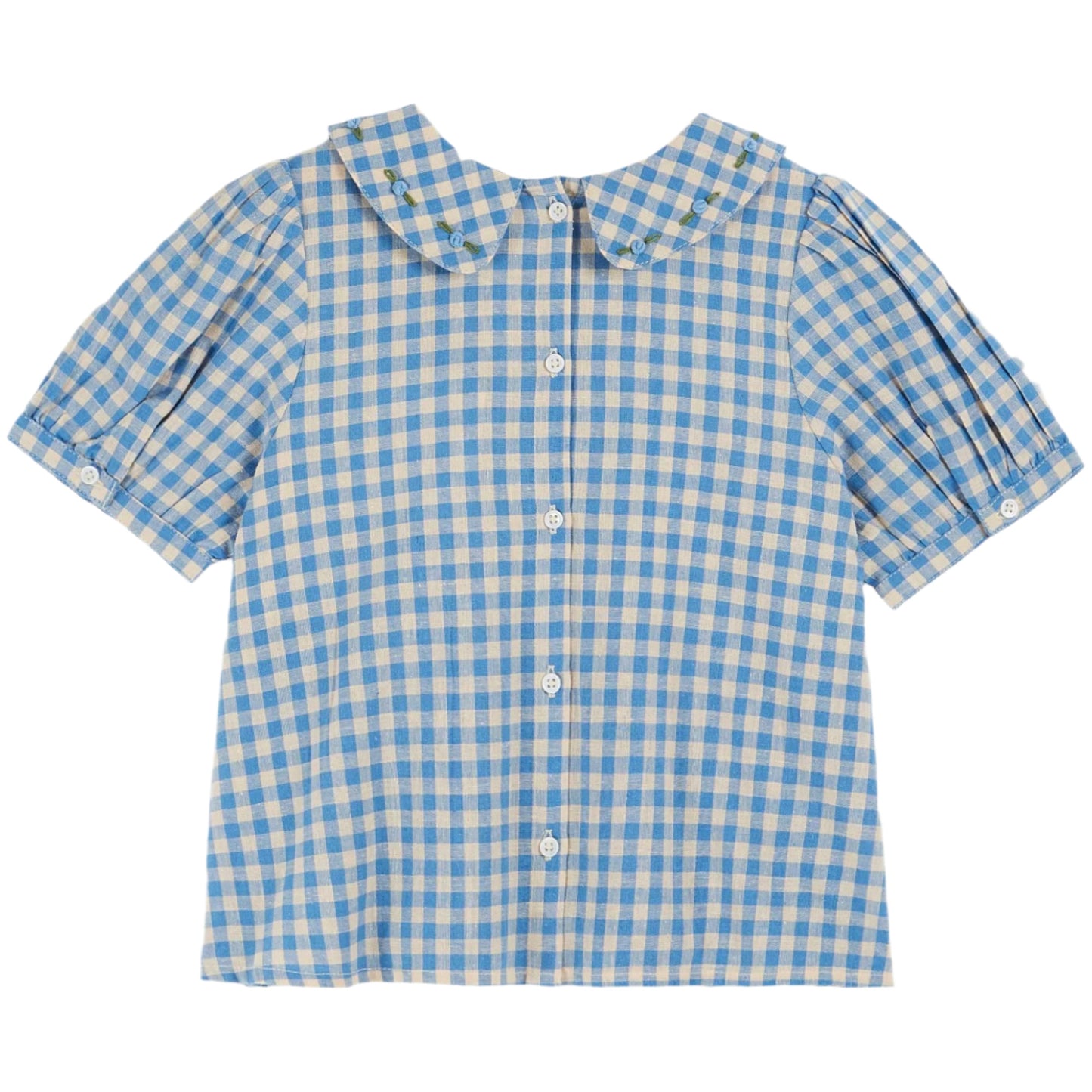 VICHY LAGOON BLUE GINGHAM CHECK BLOUSE