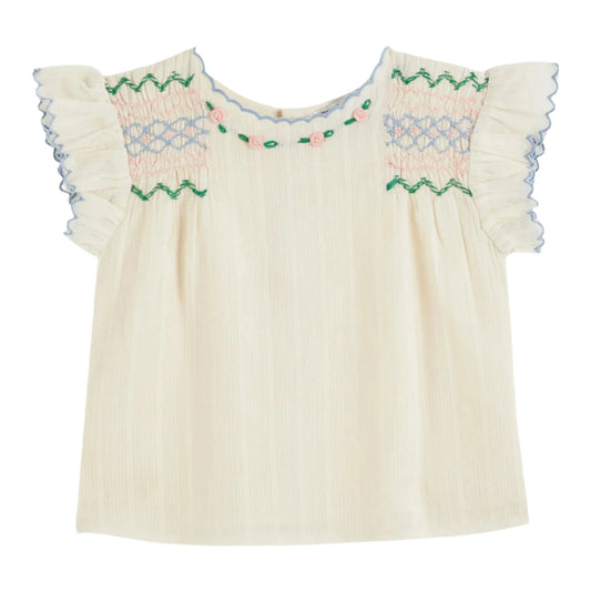 BRODEE SMOCKED BLOUSE - ECRU