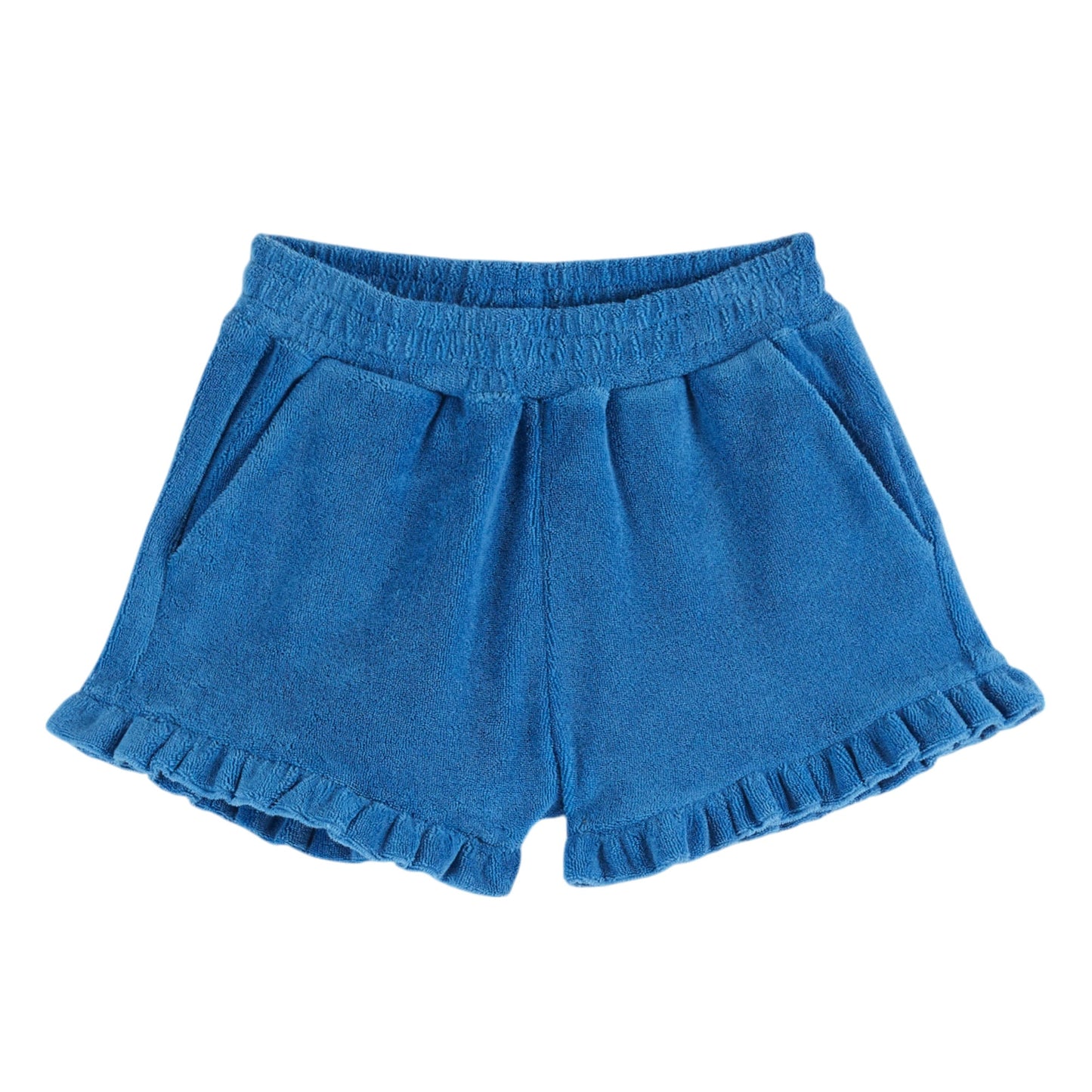 RUFFLED TERRYCLOTH SHORTS - MER BLUE