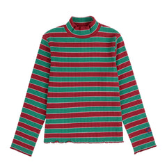MUTLI-COLORED STRIPED TURRLENECK SHIRT