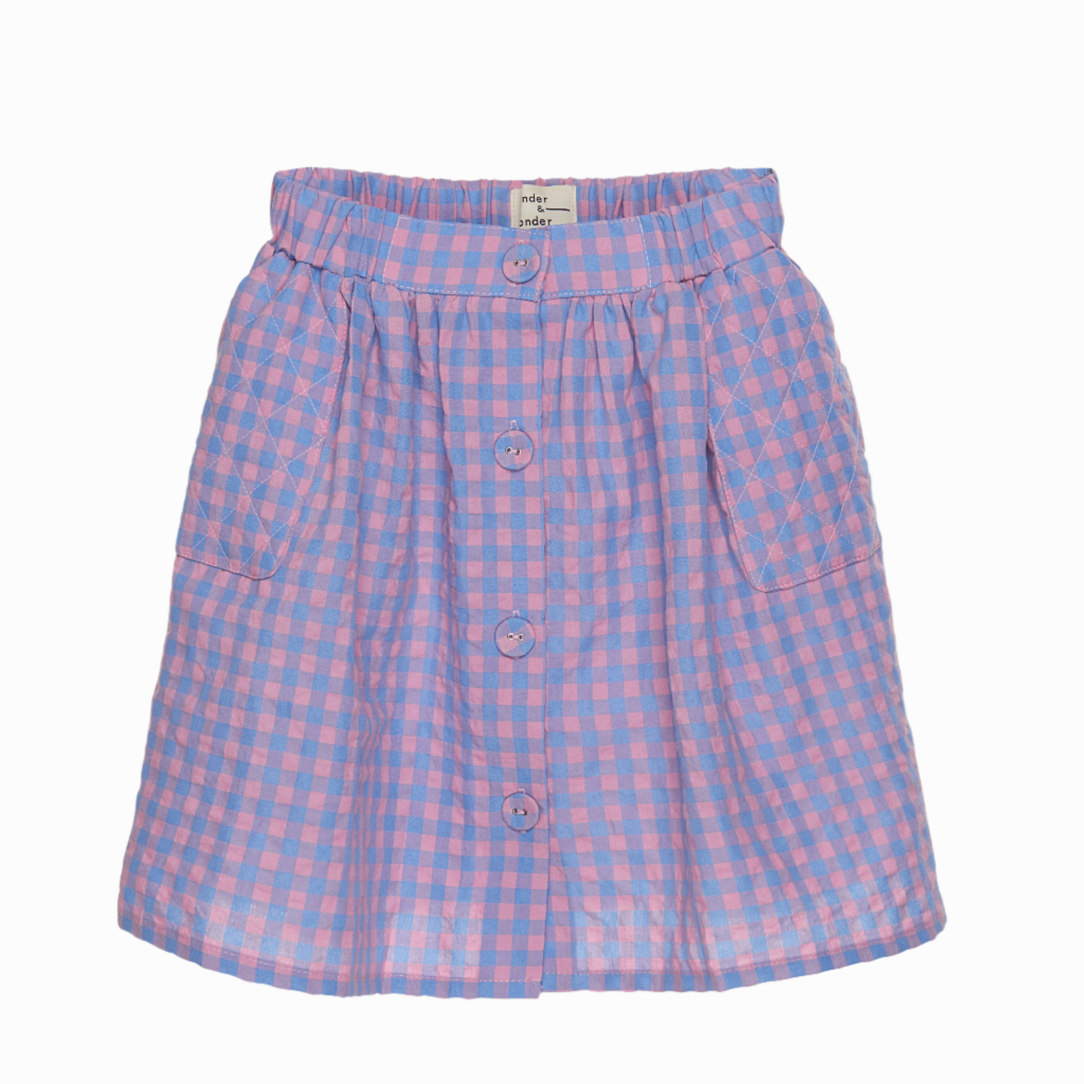 BLUE-PINK CHECK SKIRT - Little-ish