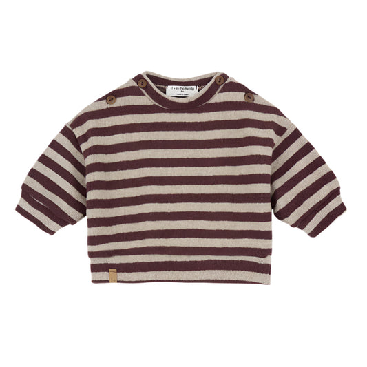 Striped sweater with brown and beige colors on a white background