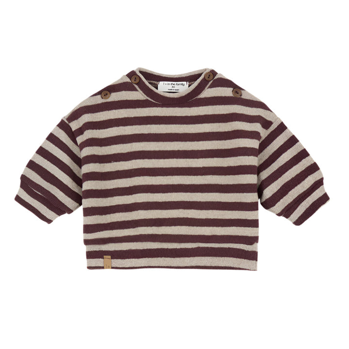 Striped sweater with brown and beige colors on a white background