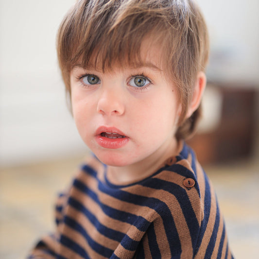 DIRK STRIPE FLEECE SWEATER - MELANZANA BROWN