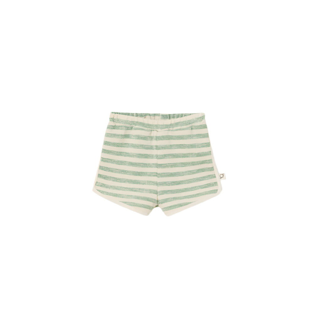 ELIO GREEN GRASS STRIPE BABY SHORTS - Little-ish