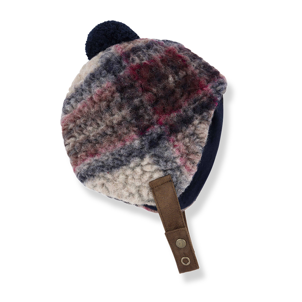 ERIK WOOL PLAID BEANIE - DARK BLUE - Little-ish