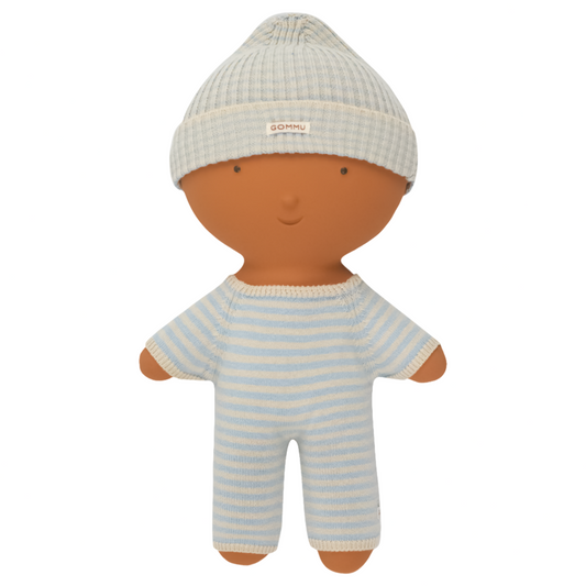 GOMMU STRIPED LONG ONESIE - SKY BLUE AND WHITE