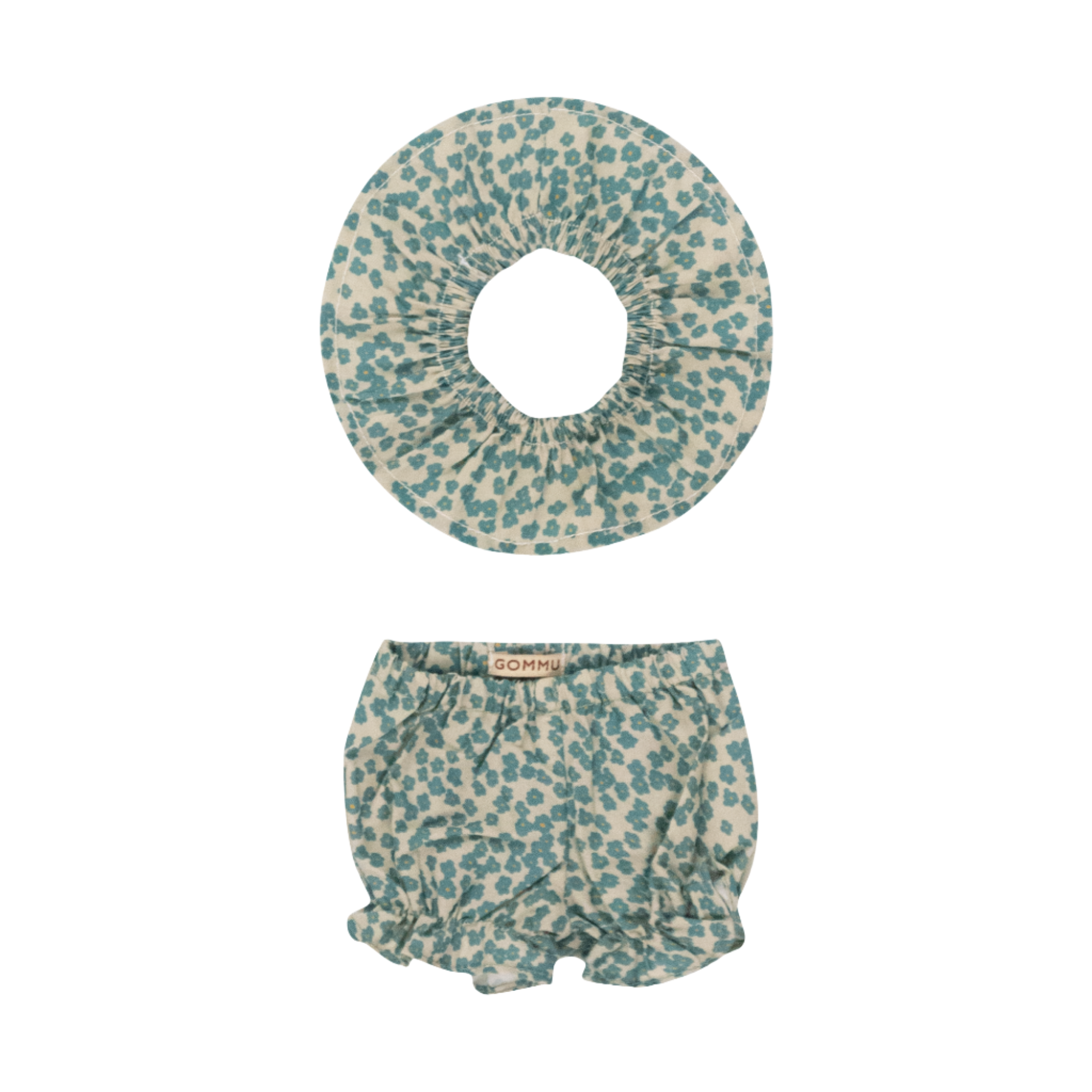 GOMMU SHORT & COLLAR - GREEN FLORAL - Little-ish