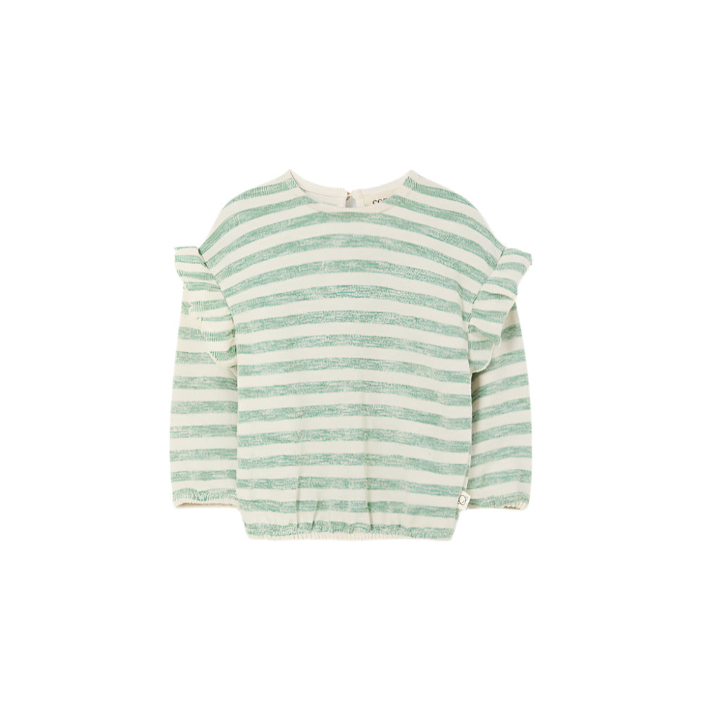 GRETA GREEN GRASS STRIPE BABY SWEATSHIRT - Little-ish