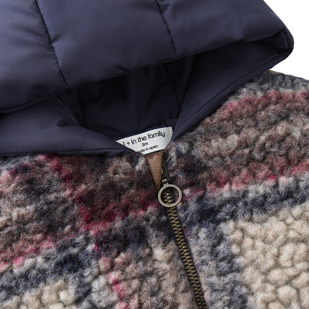 HANS WOOL HOODED PLAID JACKET - DARK BLUE