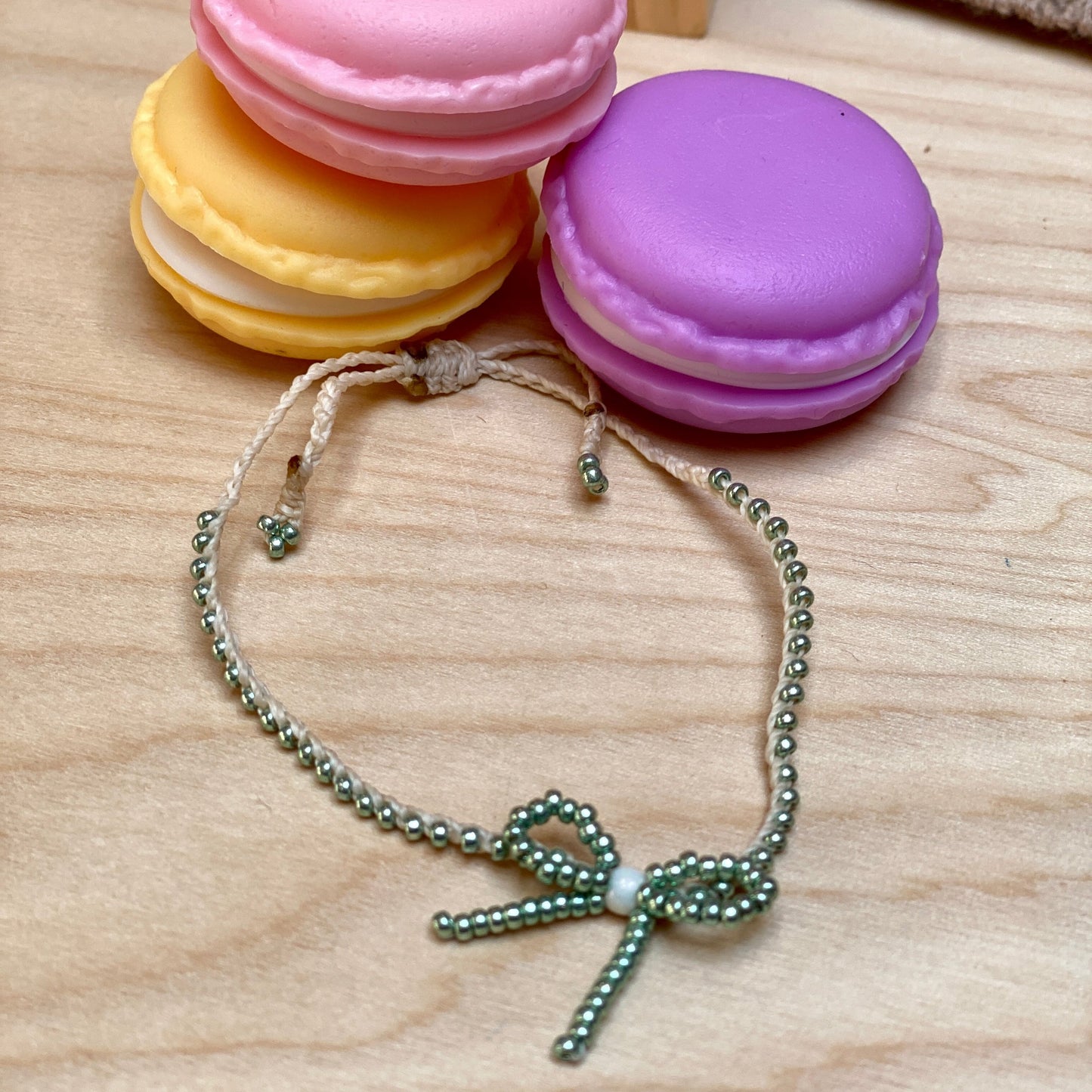 HAND BEADED BOW BRACELET