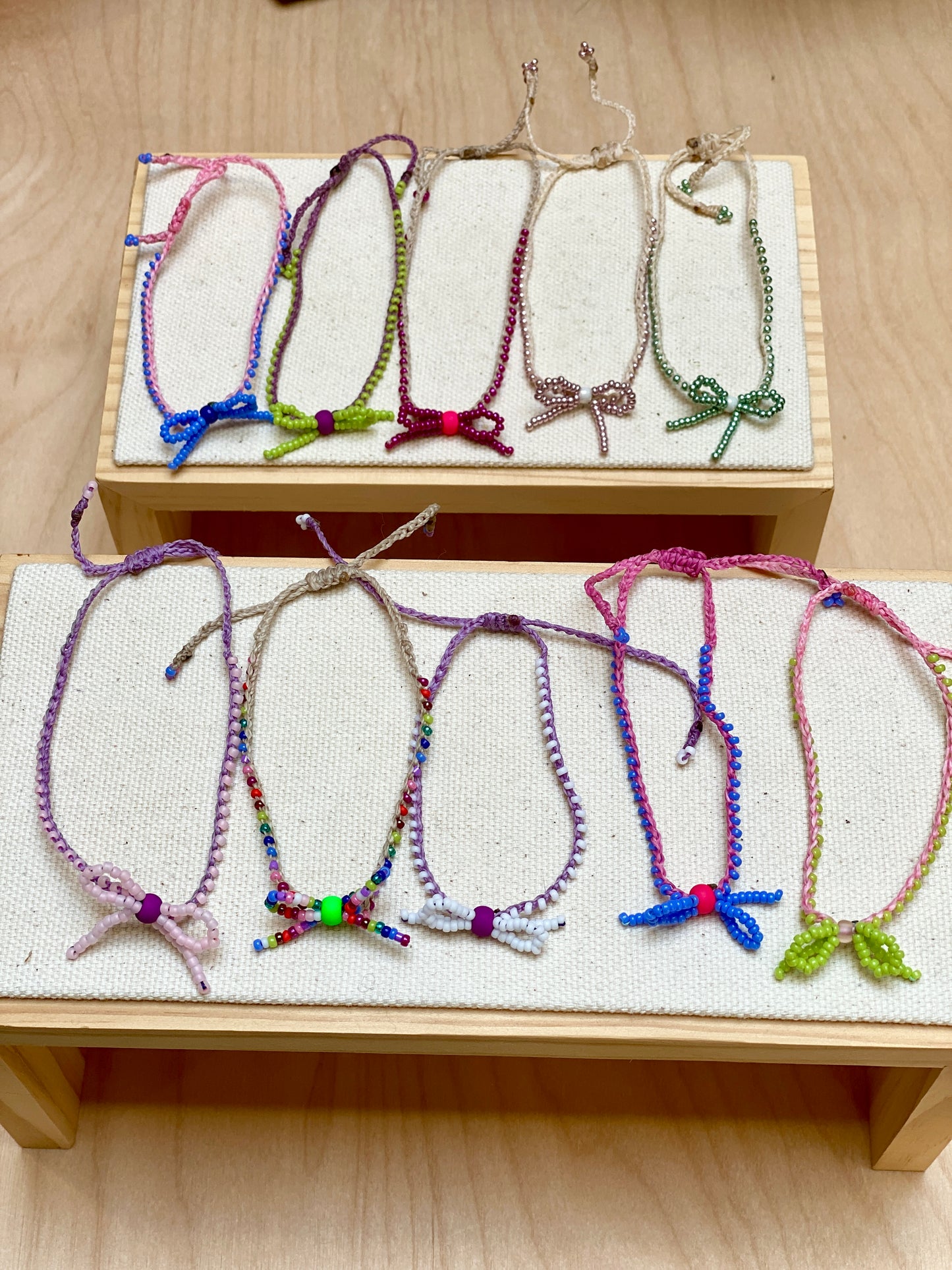 HAND BEADED BOW BRACELET