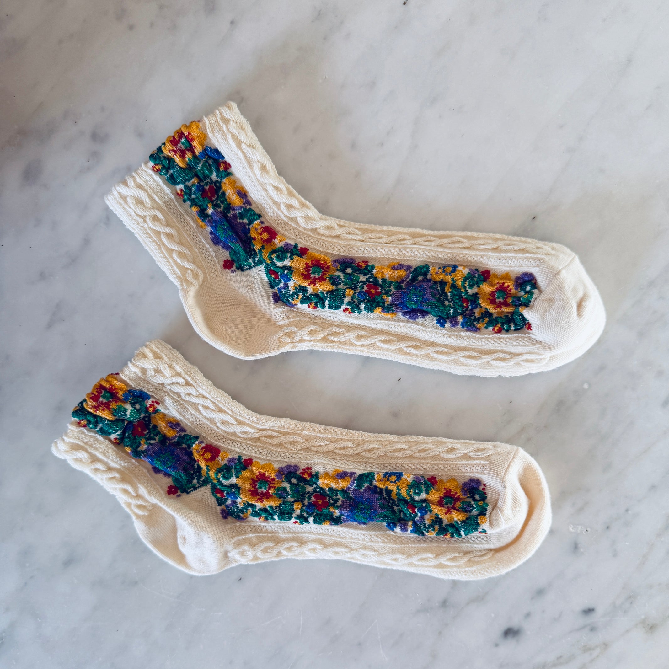 FLORAL JAQUARD TROUSER SOCKS - Little-ish
