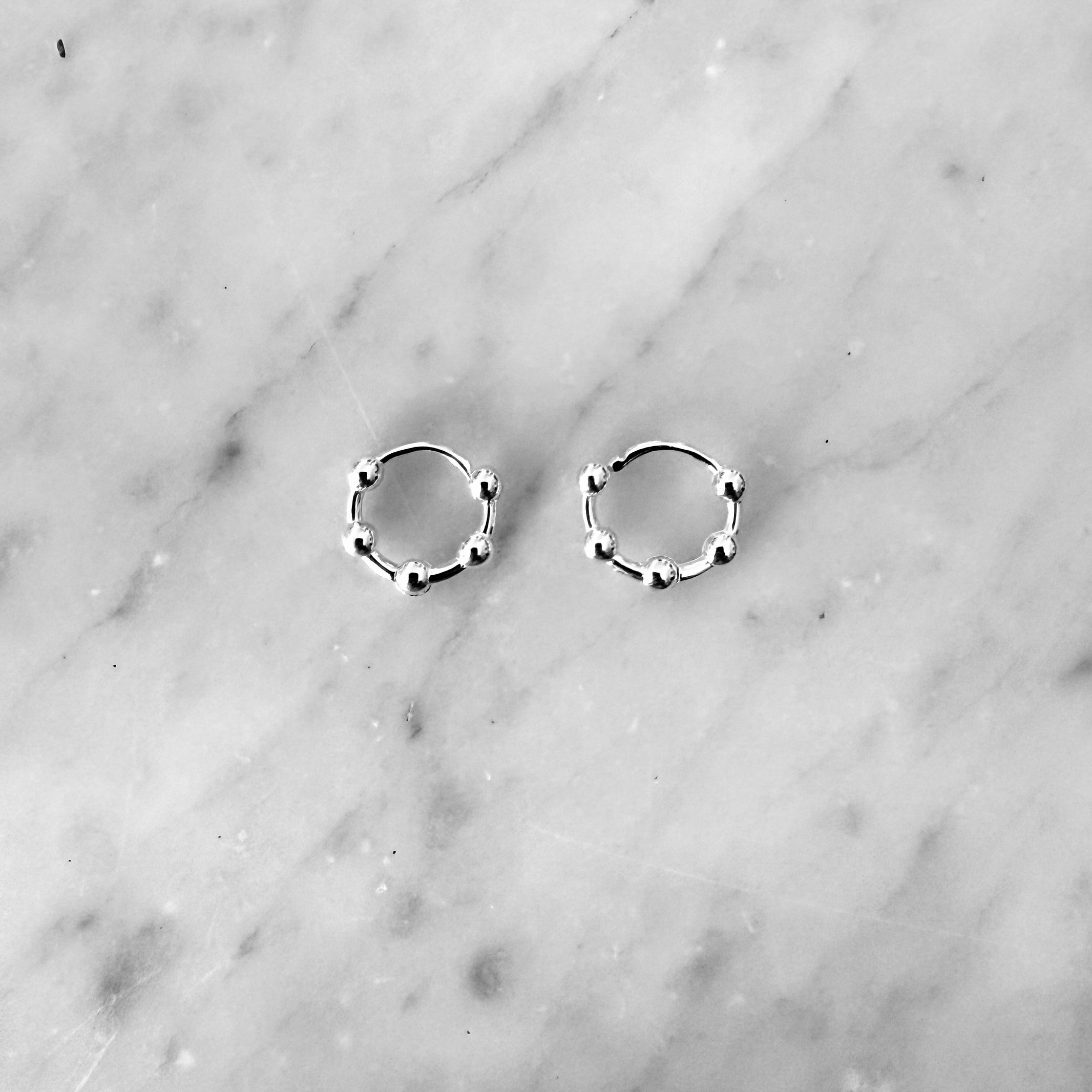 STERLING SILVER MINI BALL HOOPS - Little-ish