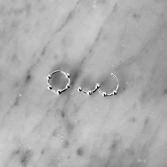 STERLING SILVER MINI BALL HOOPS