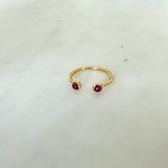 RUBY BEZEL OPEN RING