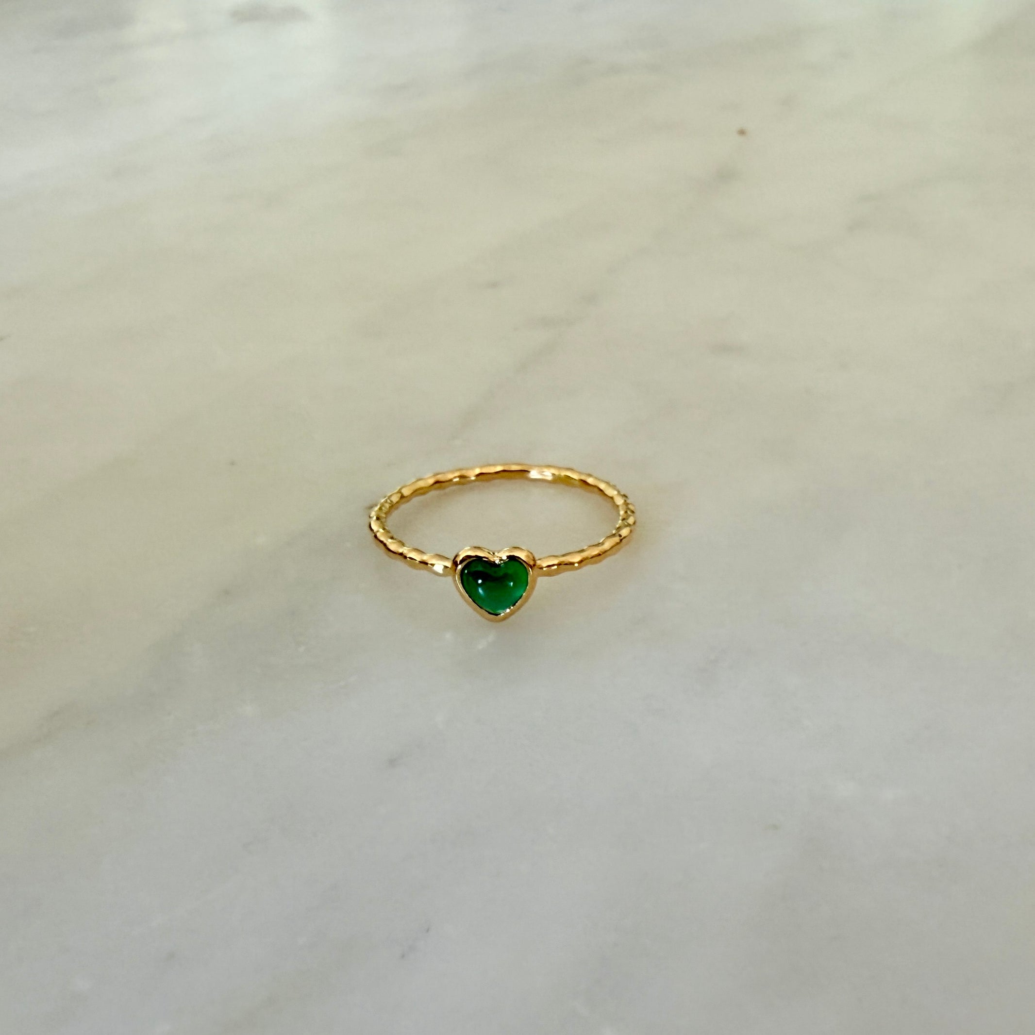 GREEN ONYX HEART RING - Little-ish