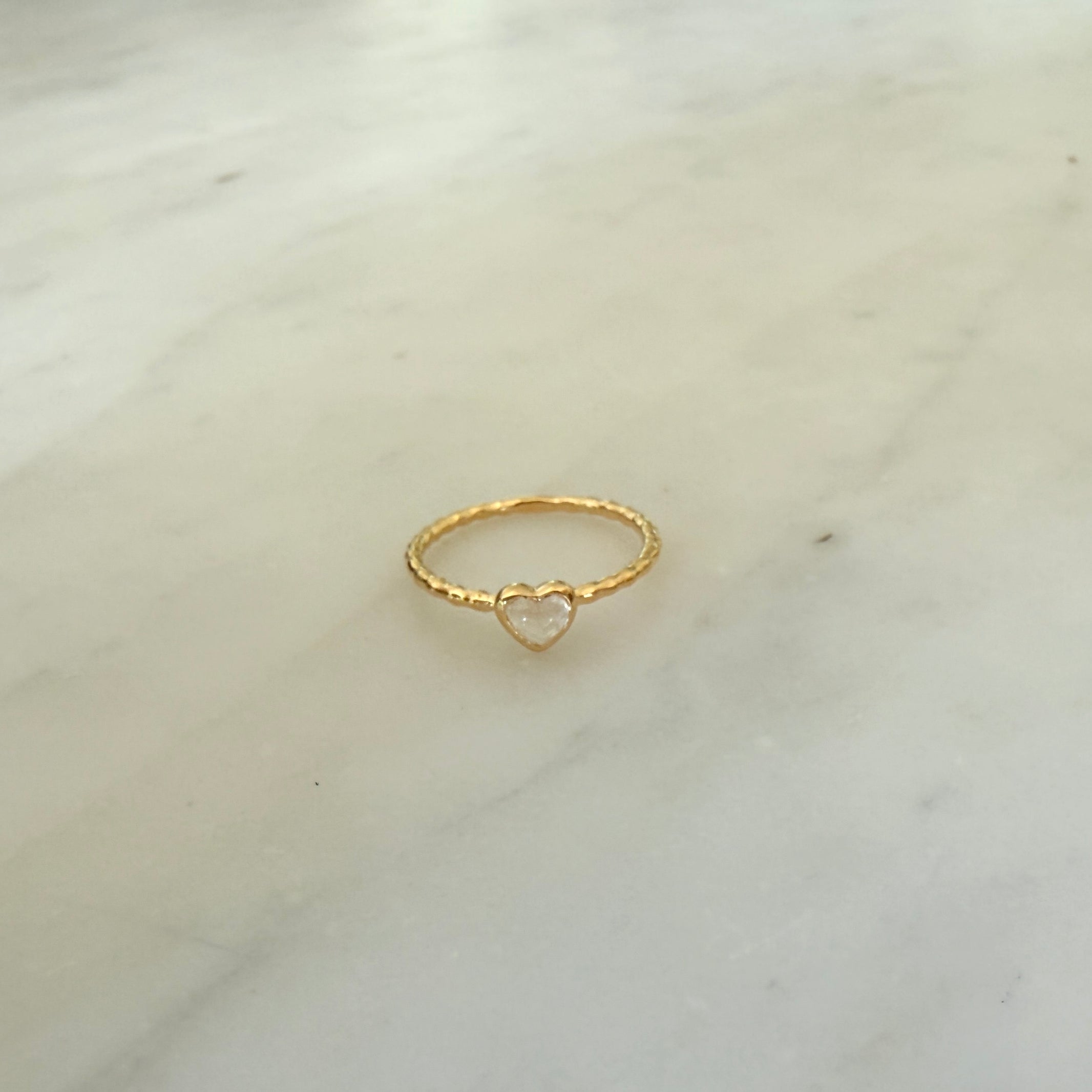 RAINBOW MOONSTONE HEART RING - SMALL - Little-ish