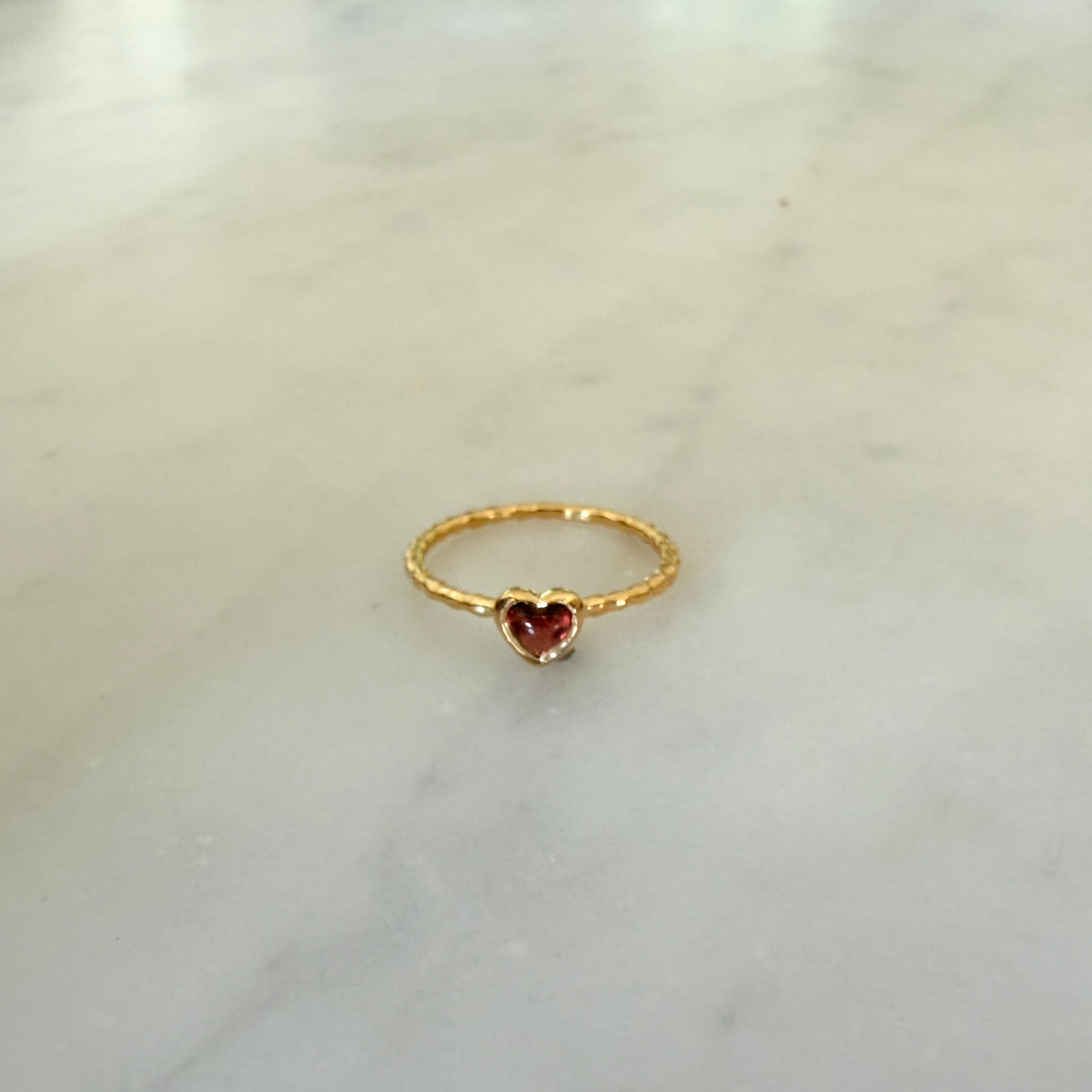 RED GARNET HEART RING -SMALL - Little-ish
