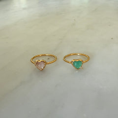 ROSE QUARTZ HEART RING - LARGE