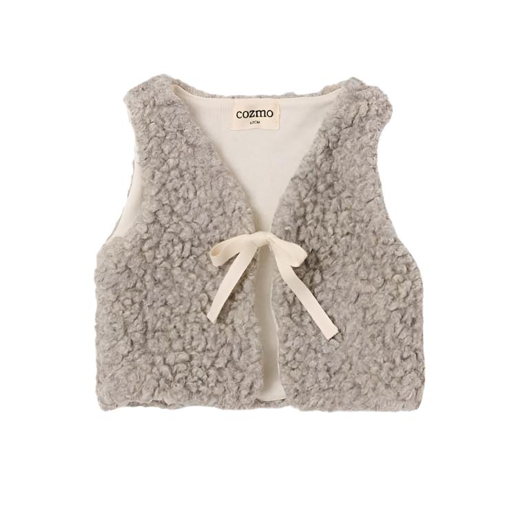 GRAY MELANGE TEDDY FLEECE VEST - Little-ish