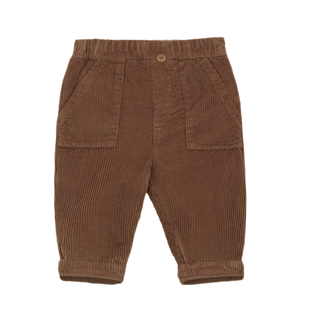 Brown corduroy pants on a white background - Little-ish