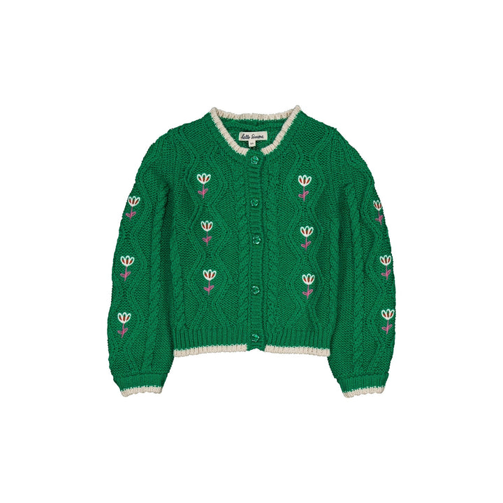 LISON CABLE KNIT CARDIGAN - GREEN