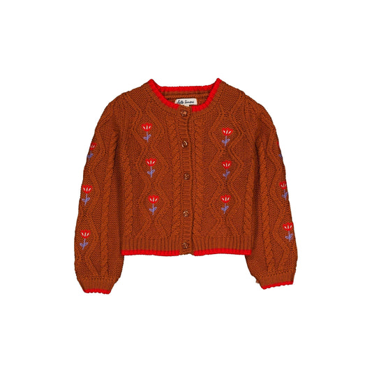 JEANNETTE CABLE KNIT CARDIGAN AND PANT SET - HAZELNUT