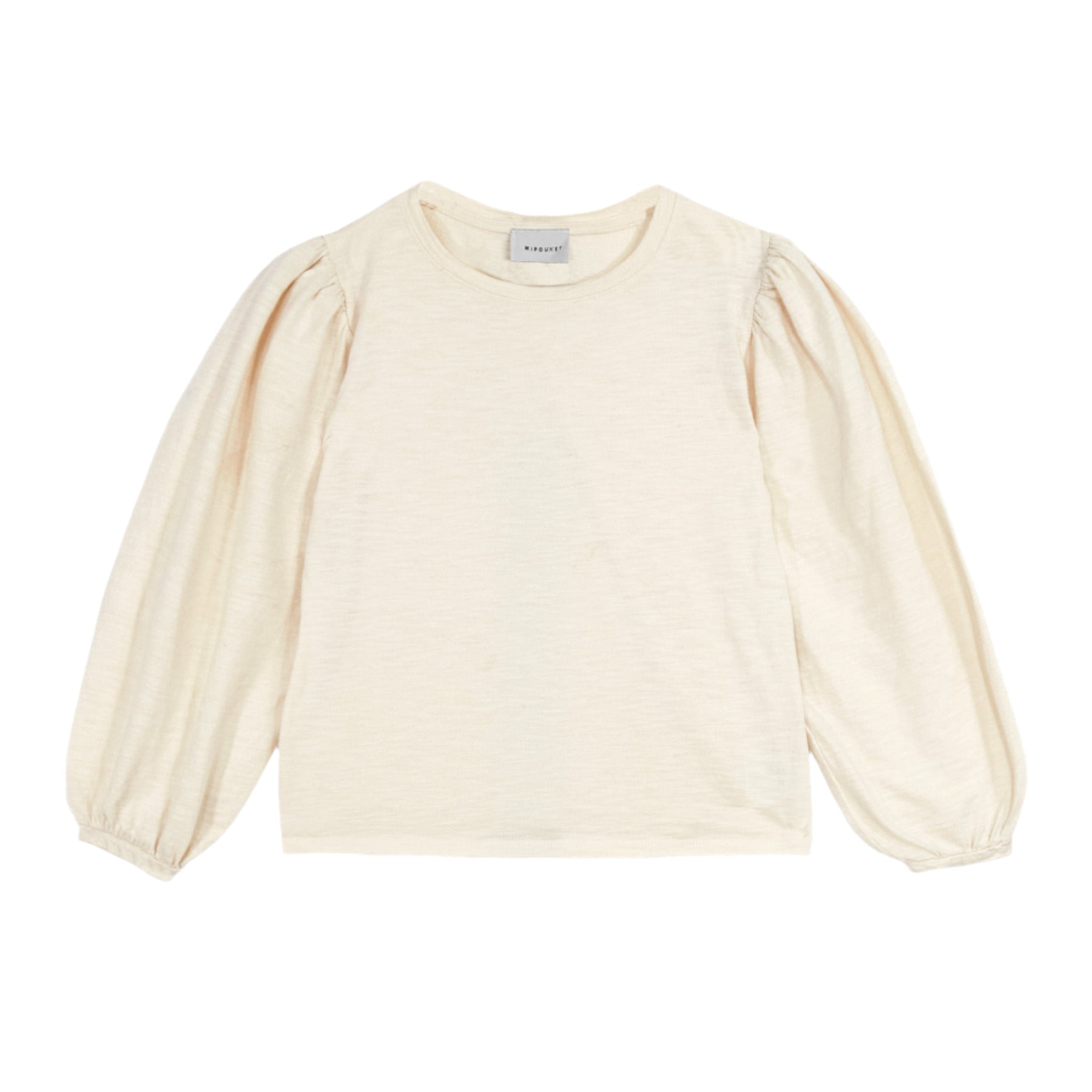 Cream-colored blouse with puff sleeves on a white background - Little-ish