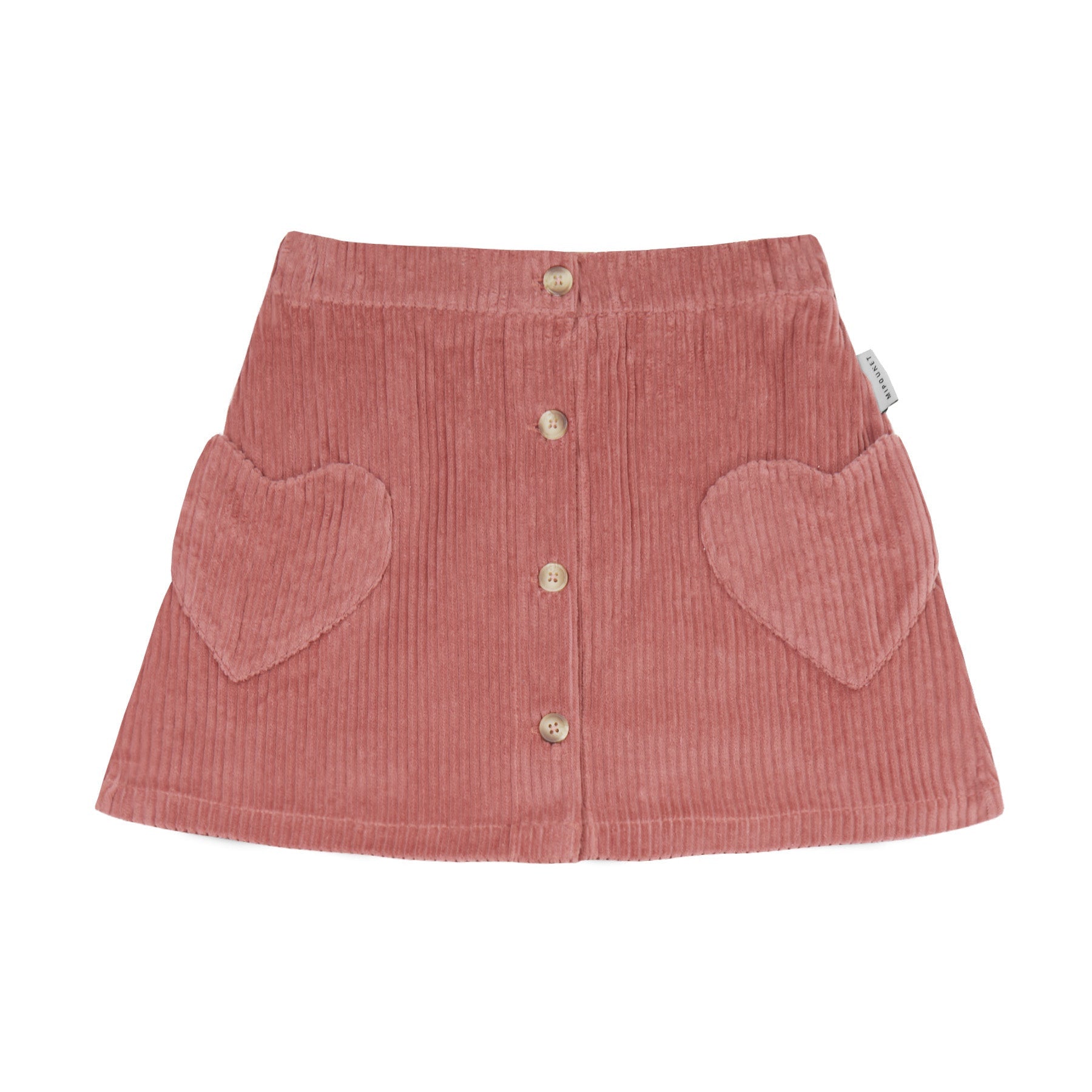 Pink skirt with heart-shaped pockets on a white background - Little-ish