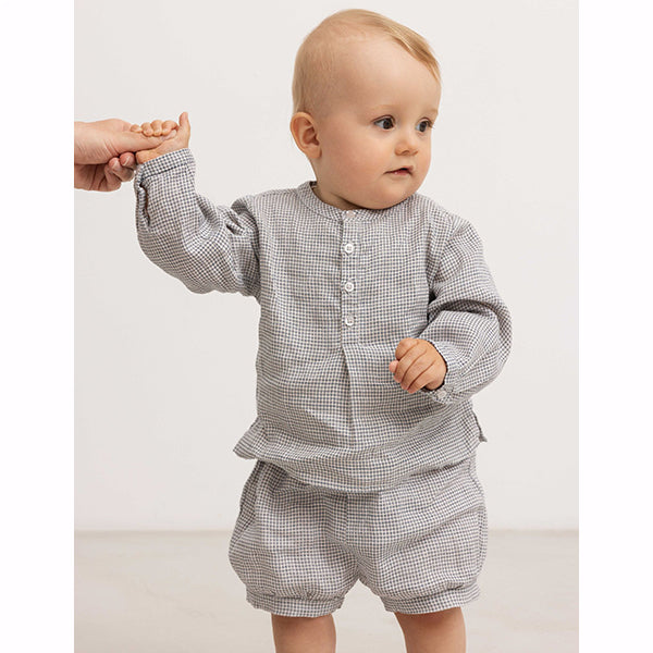 PAVI MINI CHECK LINEN BLOOMER PANT - Little-ish