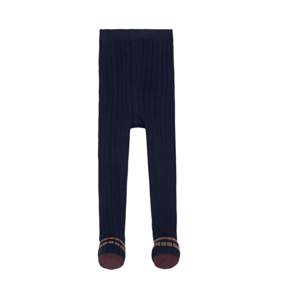 SALLY RIBBED PLAIN TIGHTS - DARK BLUE - Little-ish