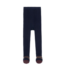 SALLY RIBBED PLAIN TIGHTS - DARK BLUE