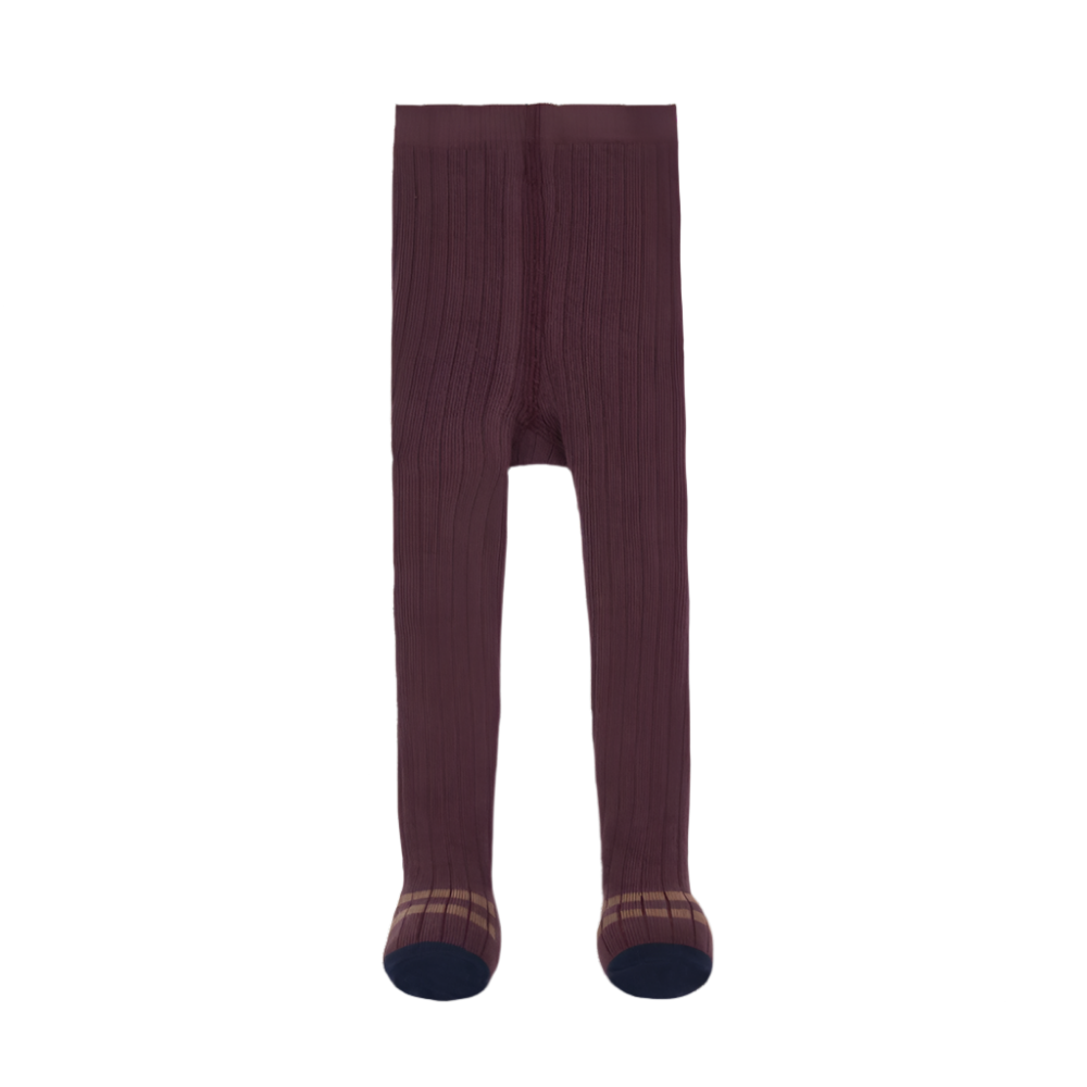 Plum tights with navy toe cap detail - Little-ish