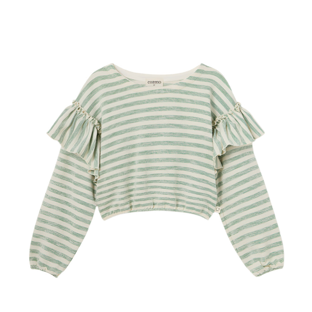 SILVIA GREEN GRASS STRIPE SWEATSHIRT - Little-ish