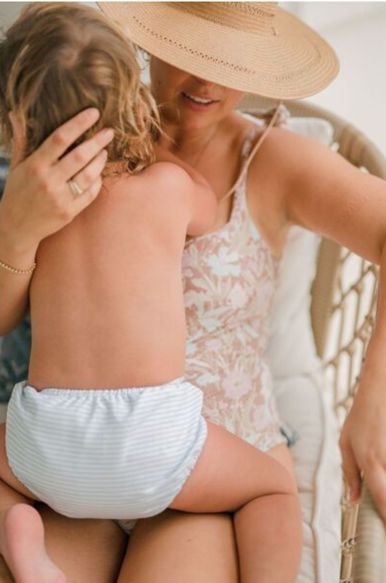 POWDER BLUE STRIPES BABY DIAPER BLOOMER COVER - Little-ish