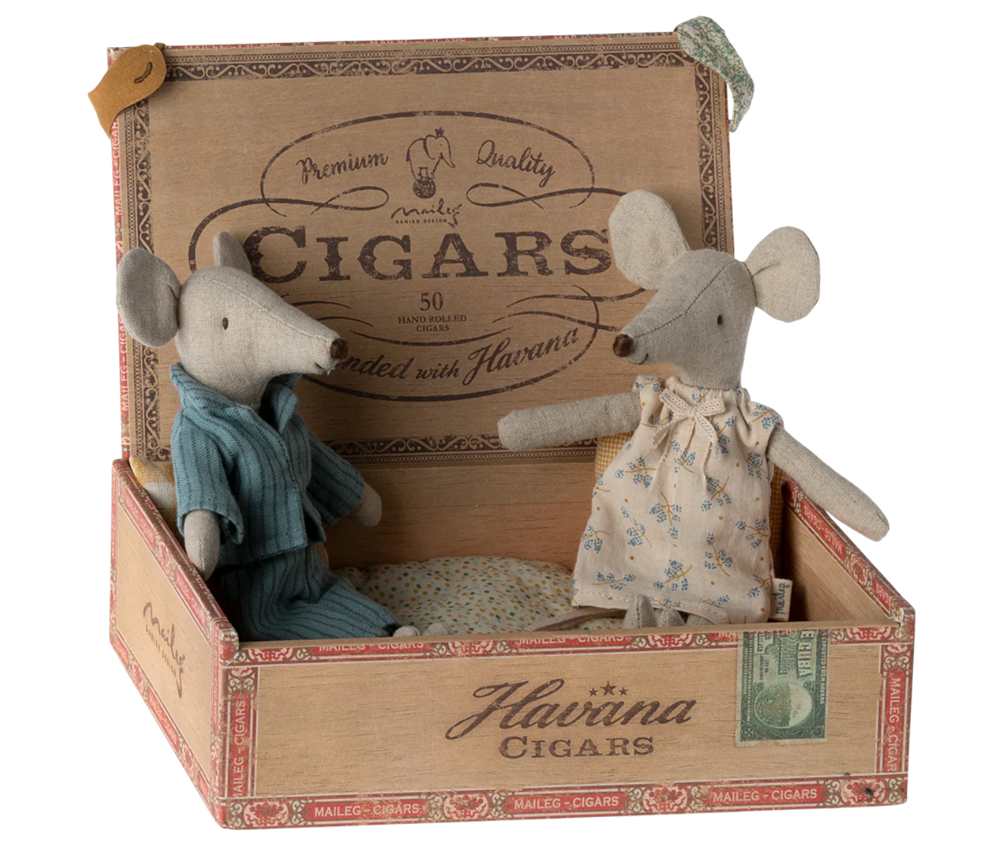 MAILEG MUM AND DAD MICE IN CIGAR BOX - Little-ish