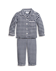 NAVY FLANNEL GINGHAM PAJAMA SET