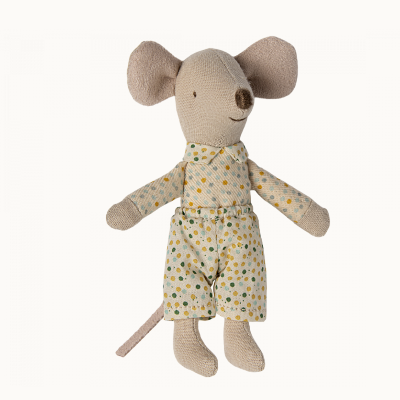 MAILEG LITTLE BROTHER MOUSE IN MATCHBOX -POLKA DOT SHORTS + MAGNETS IN HANDS - Little-ish