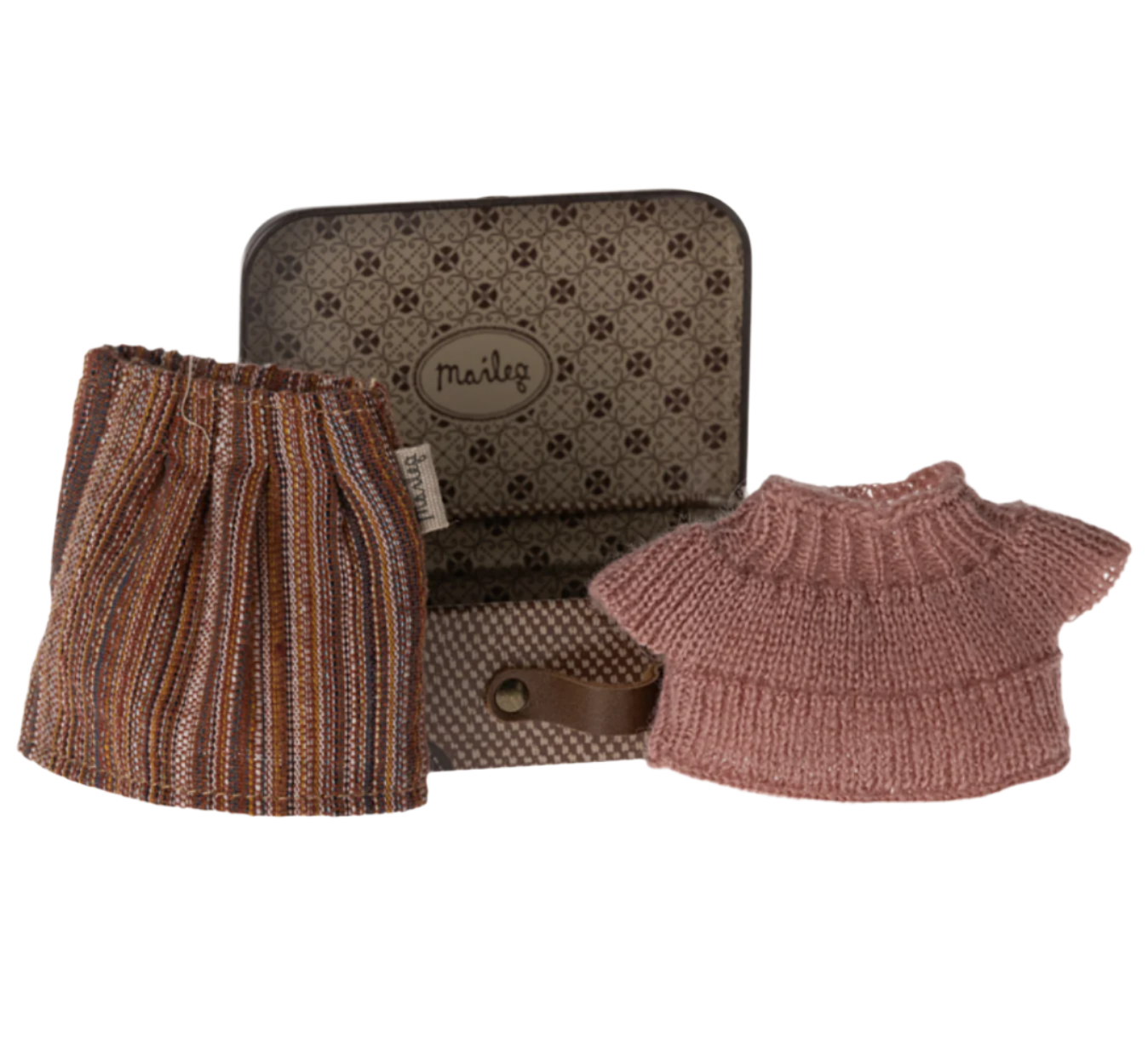 MAILEG KNITTED BLOUSE & SKIRT IN SUITCASE - Little-ish