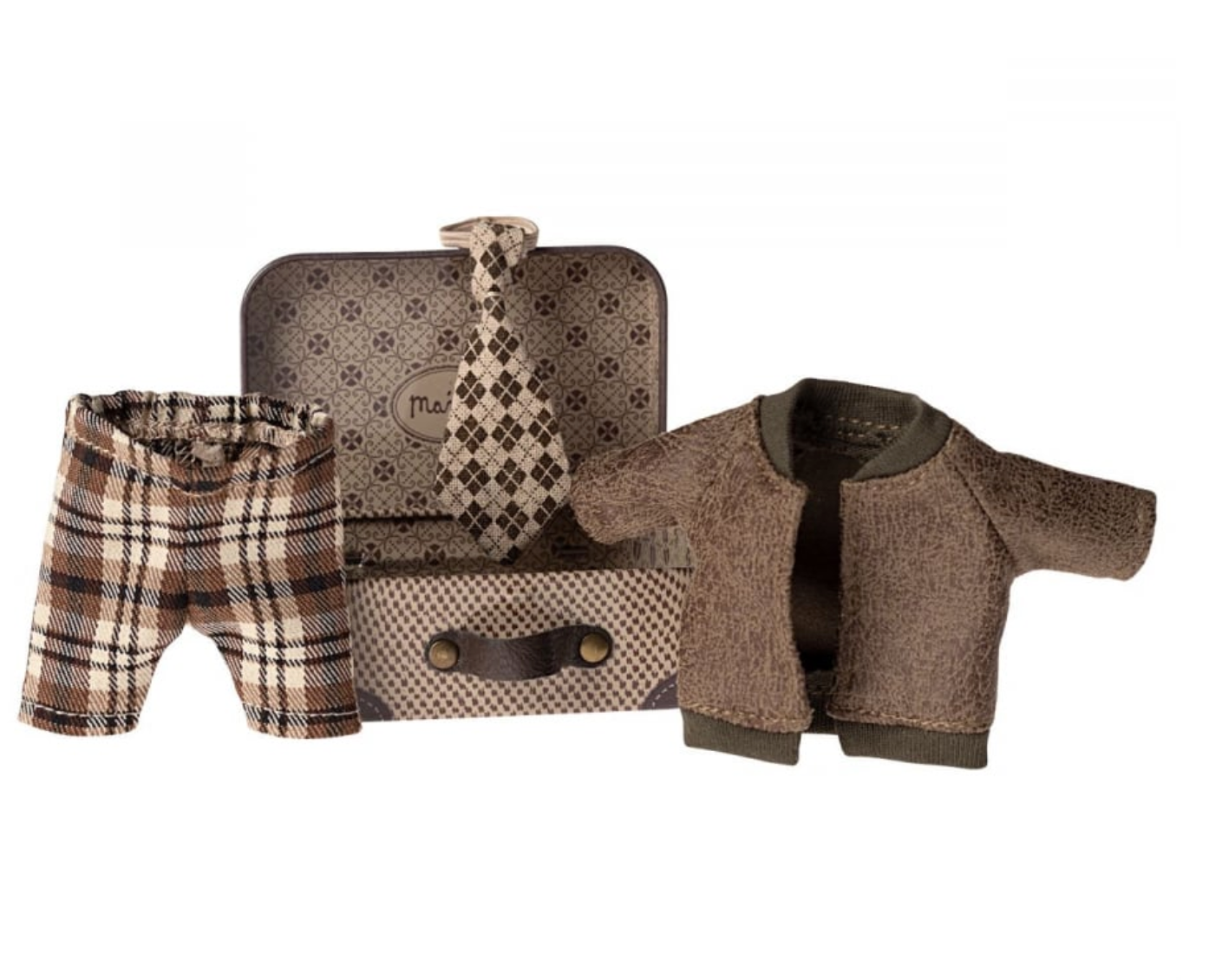 MAILEG KNITTED JACKET, PANTS & TIE IN SUITCASE - Little-ish