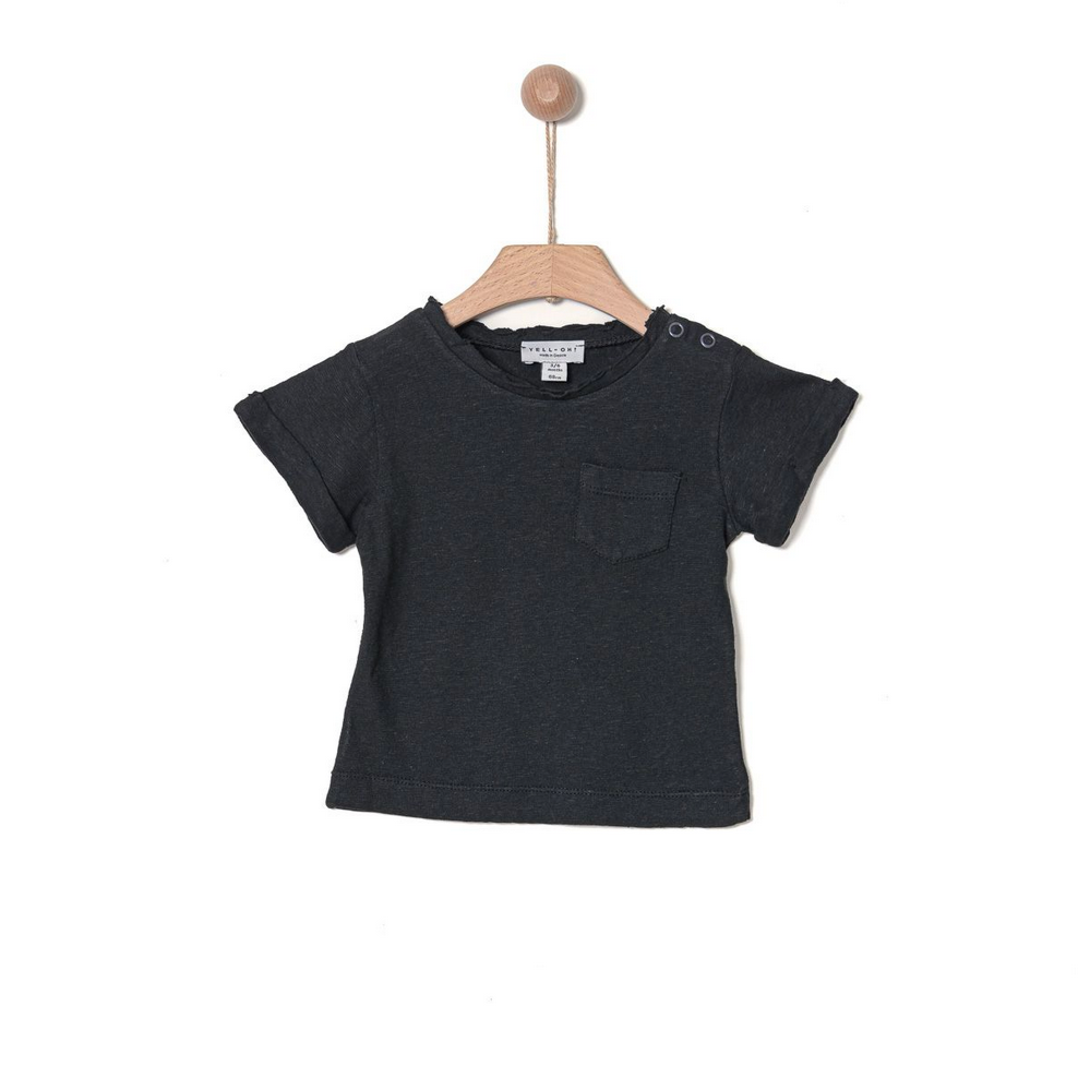 LINEN-COTTON BLEND   T SHIRT - GREEN - Little-ish