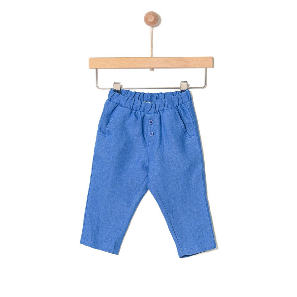 LINEN PANTS - STRONG BLUE - Little-ish