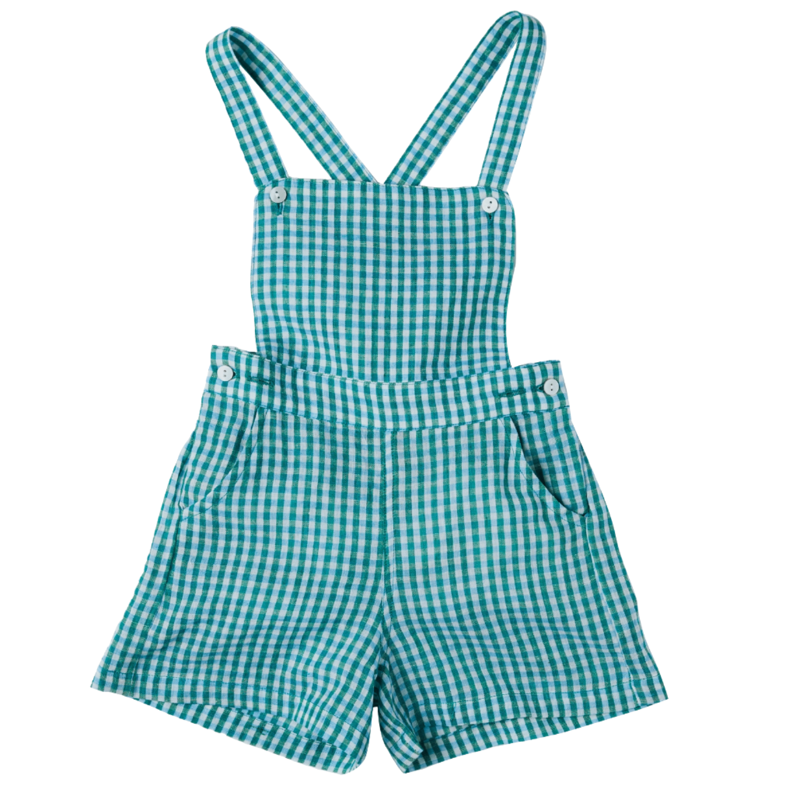 VICHY OVERALL SHORTS - LOUIS BLUE - Little-ish