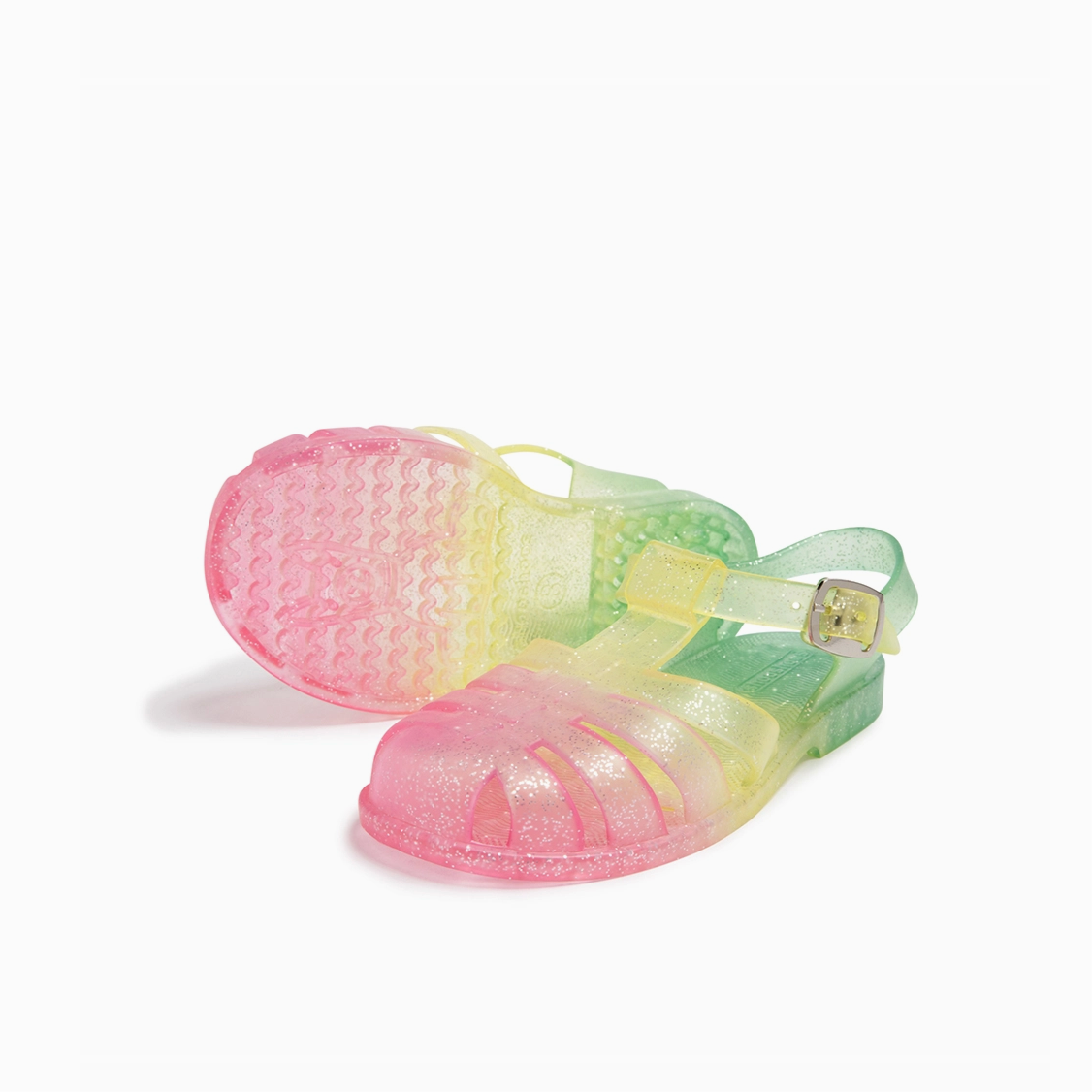 RAINBOW GLITTER FISHERMAN JELLY SANDALS - Little-ish