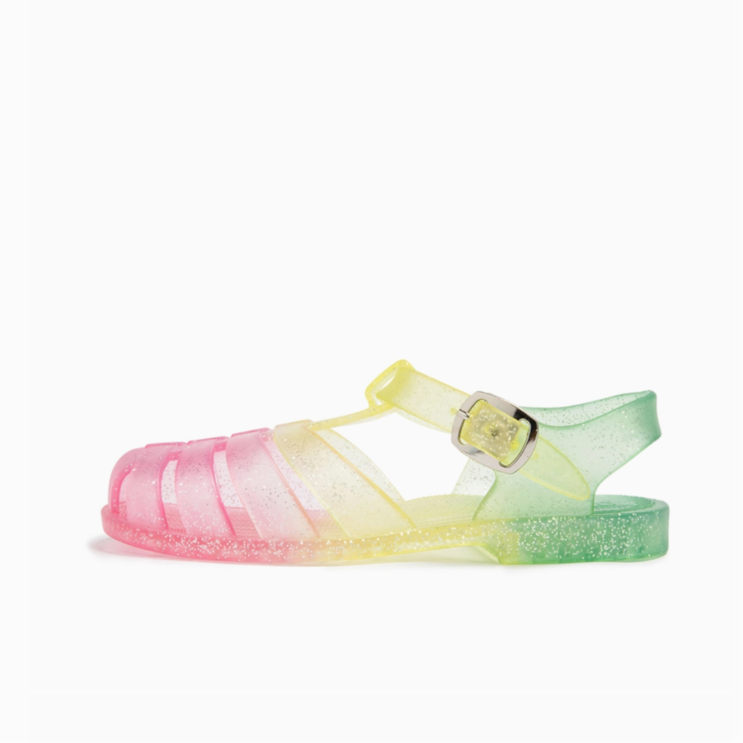 RAINBOW GLITTER FISHERMAN JELLY SANDALS - Little-ish